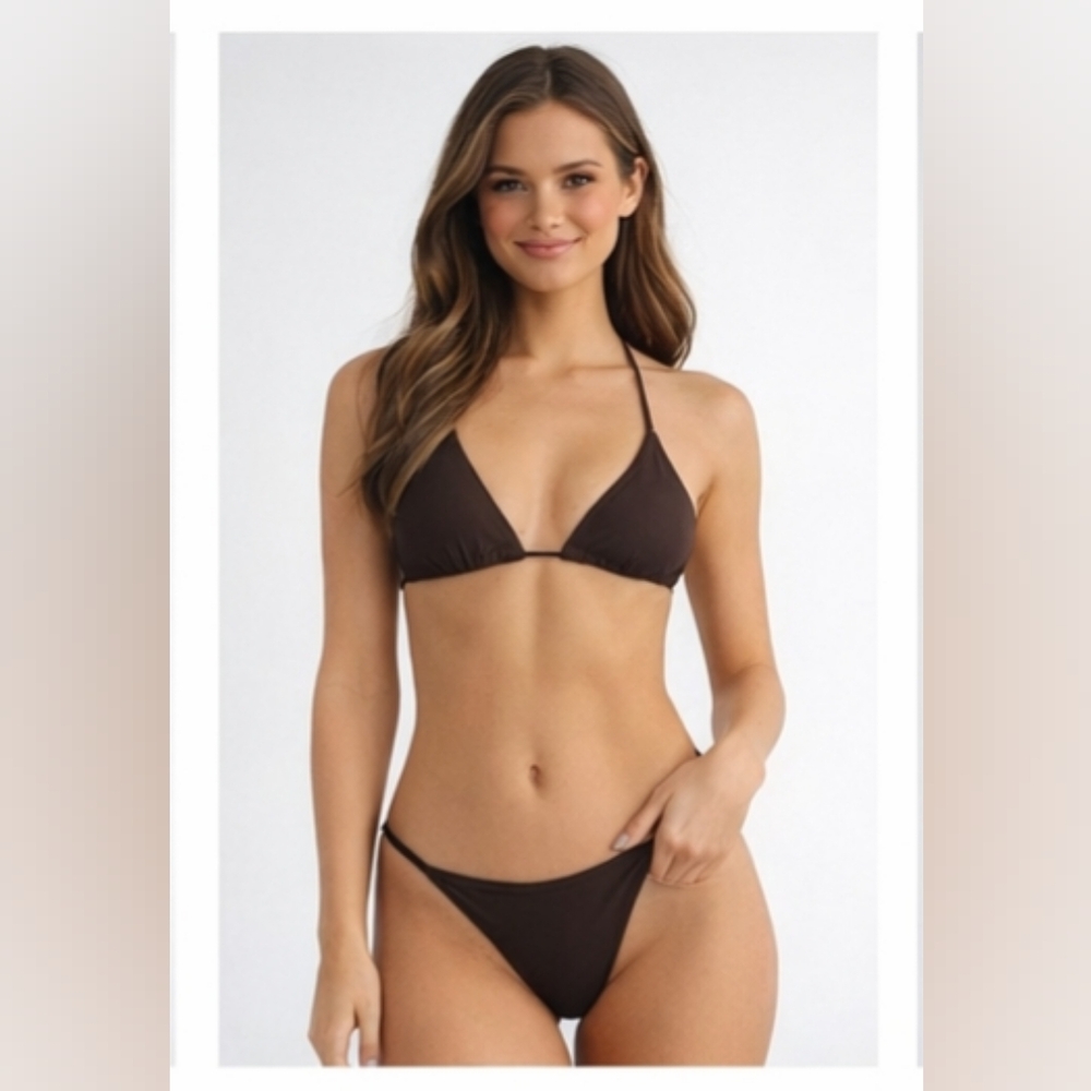 $2 Brown Thong Bikini Set